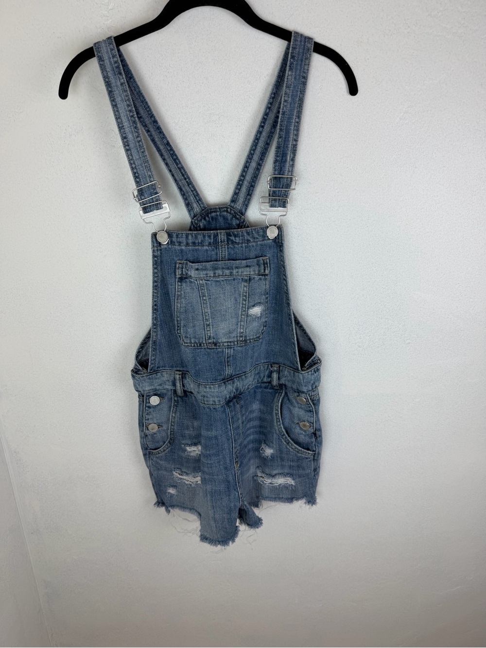BlankNYC Distressed Denim Overall Shorts Size 27